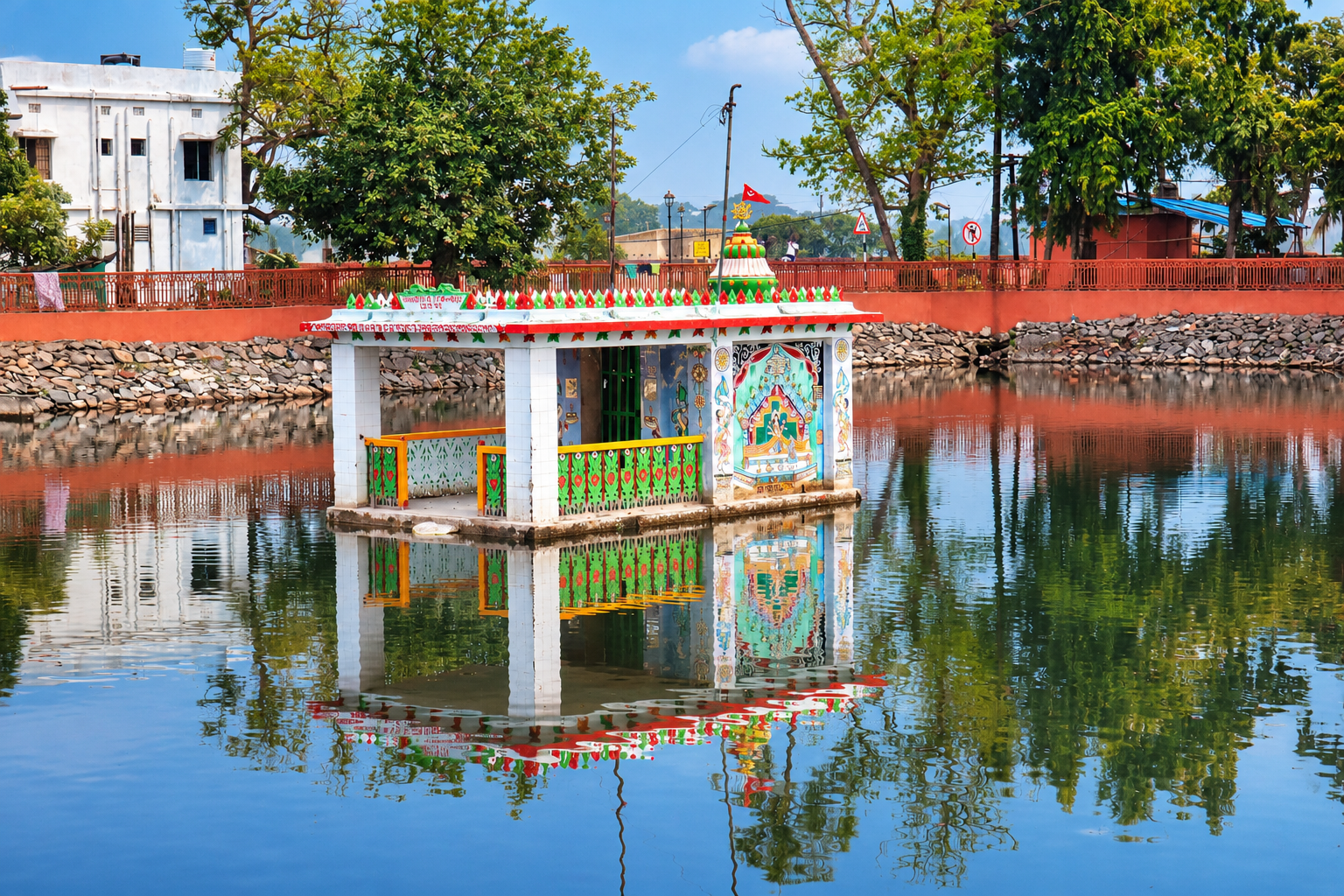 Temple tank at Maa Sarala Temple, Jhankad